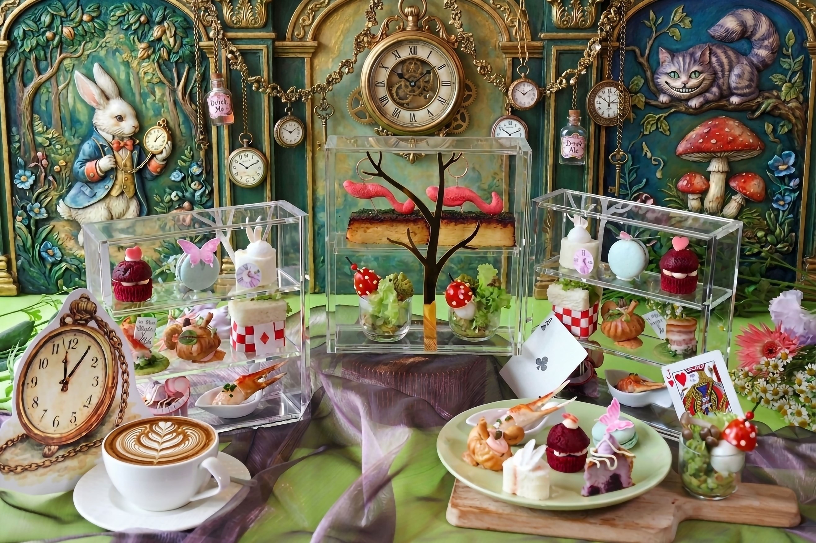 大地酒店2026新版下午茶「大地奇境．愛麗絲的午茶邀請」，跟隨愛麗絲與白兔的腳步，踏上一段充滿驚喜與不可思議的味蕾冒險。(圖/大地酒店提供)